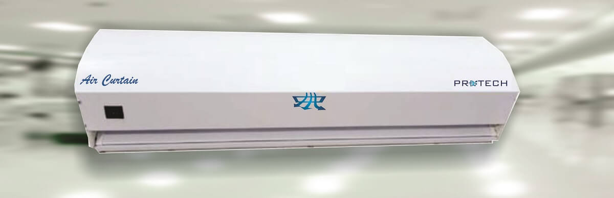 Commercial air curtain for dust and temperature control