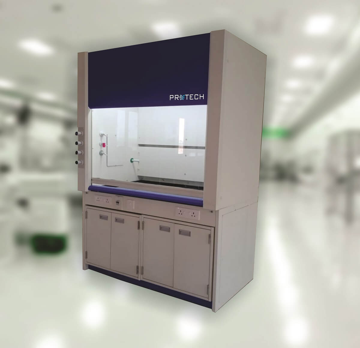 Metallic fume hood for laboratory safety and ventilation