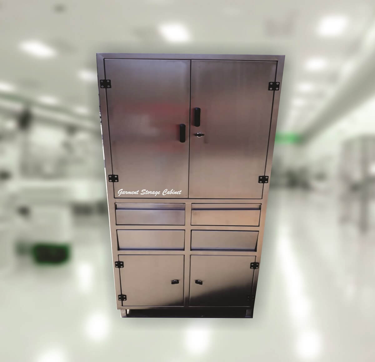 Garment storage cabinet for sterile cleanroom