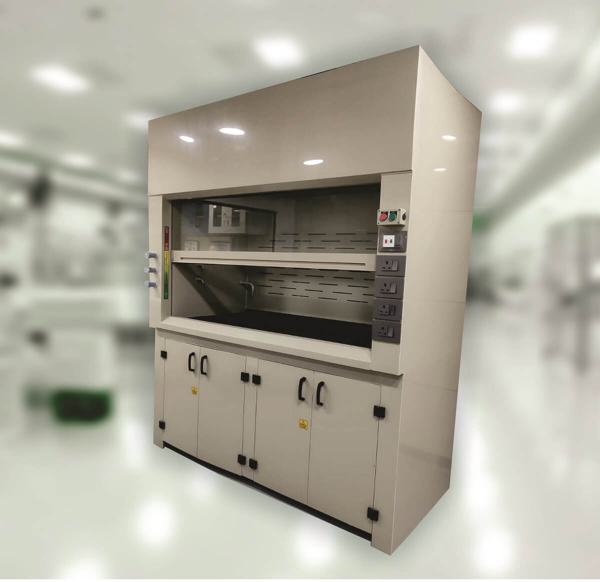 Non-metallic fume hood for chemical laboratory use